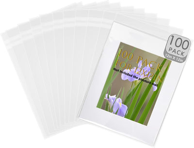 100 Bolsas Celofán 12x12pulg Autosellantes para Fotos