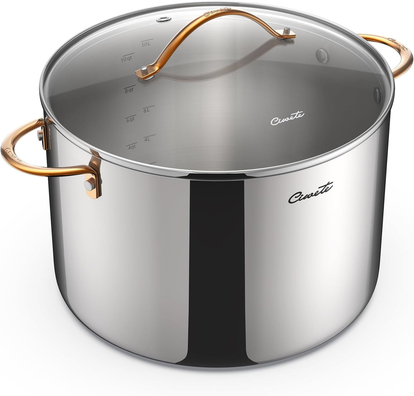 Olla acero inox 3 capas 12qt con tapa mango latón
