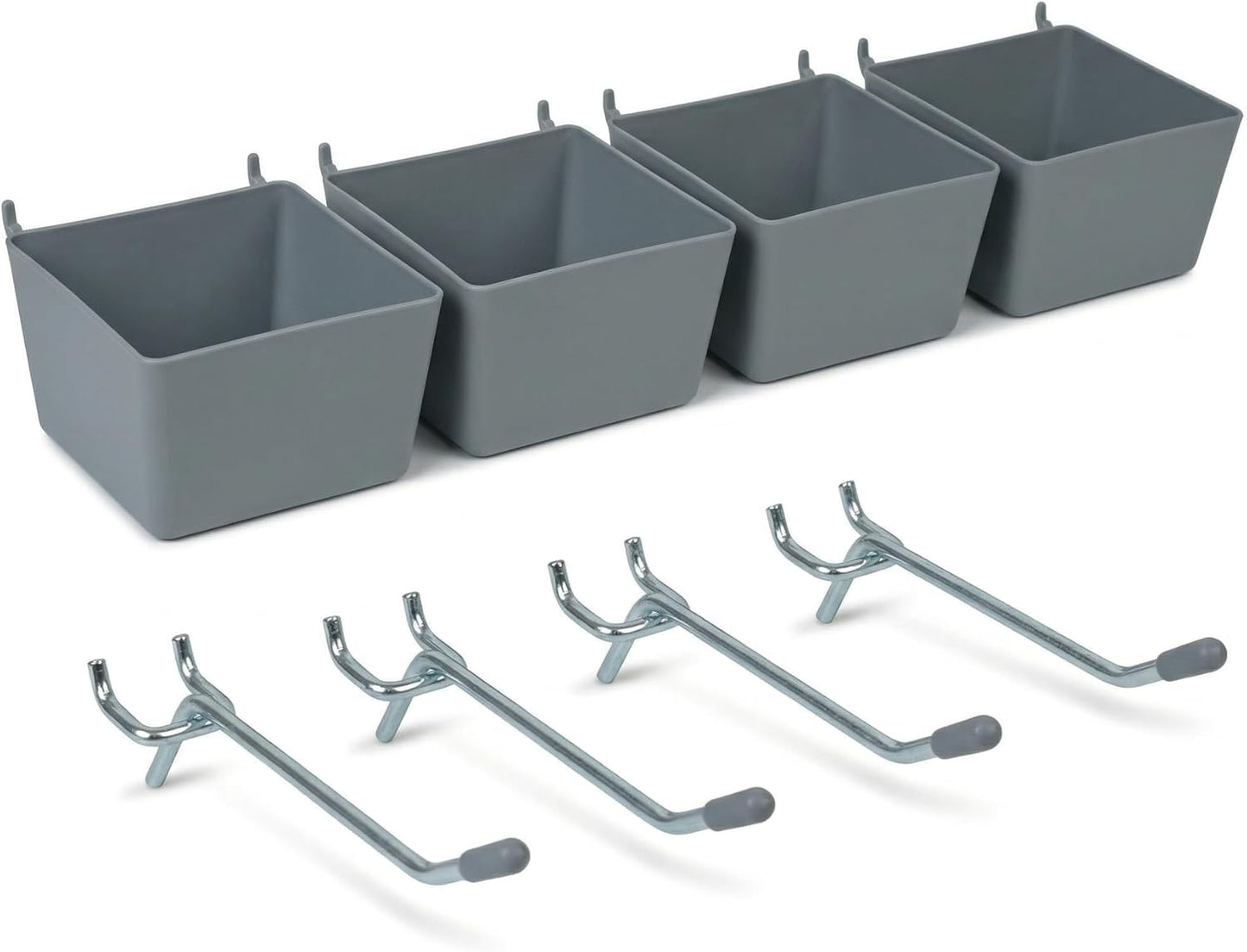 Set 4 Cubos Almacenamiento con Ganchos 2pulg Pared