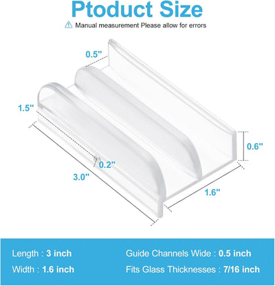 Riel inferior puerta corrediza ducha para vidrio 7/16 pulg