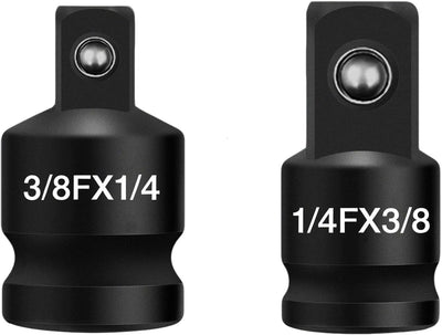 Set 2 adaptadores enchufe impacto 3/8x1/4 y 1/4x3/8 acero