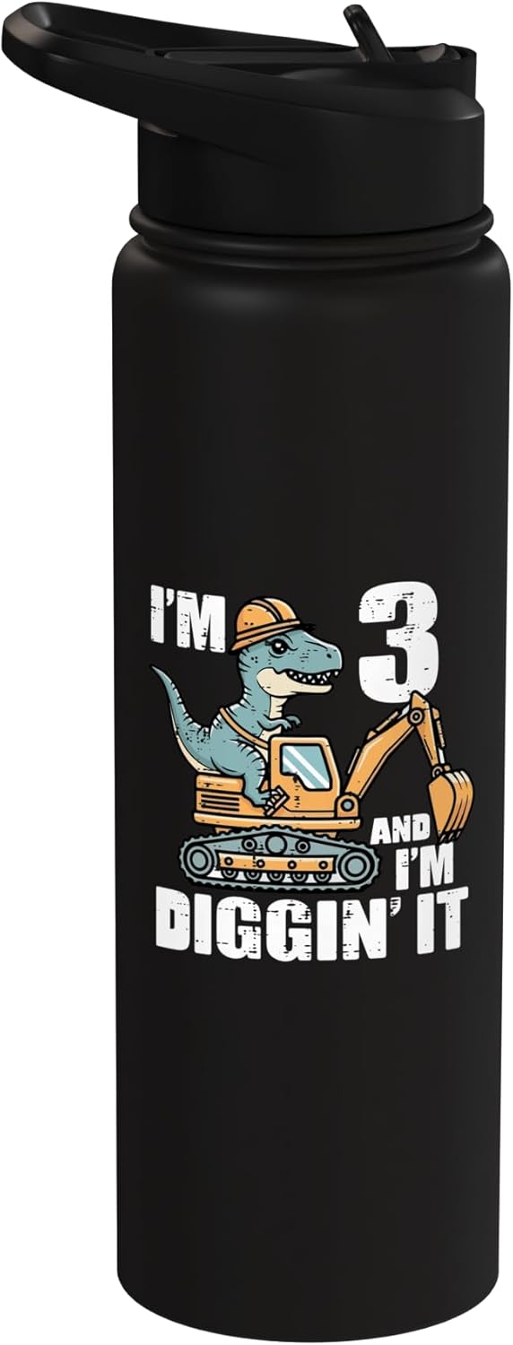Botella de agua acero inoxidable aislada para niño dinosaurio