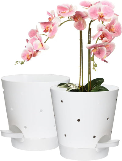 Macetas orquídea riego automático 6pulg pack 2 plástico blanco