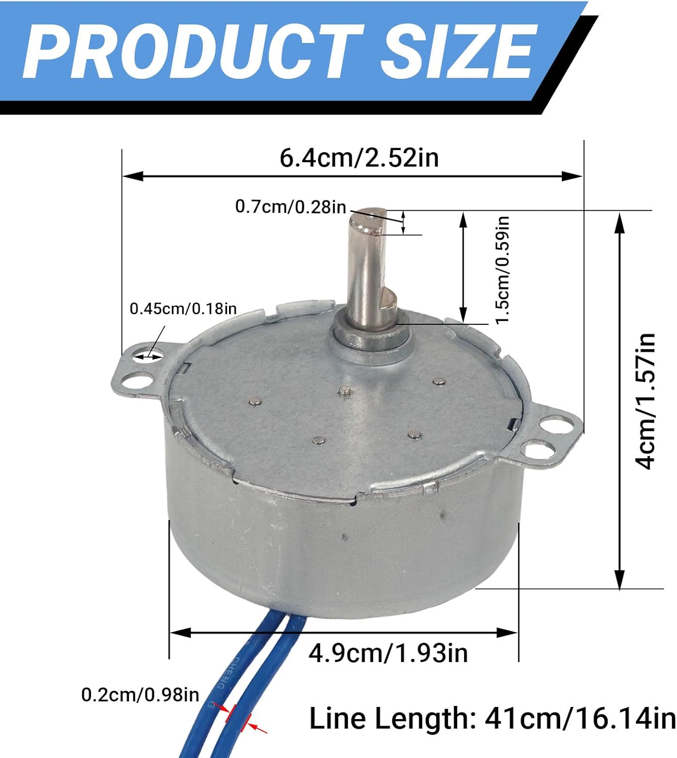 Motor síncrono AC110V 4-5 RPM eje 0.276pulg