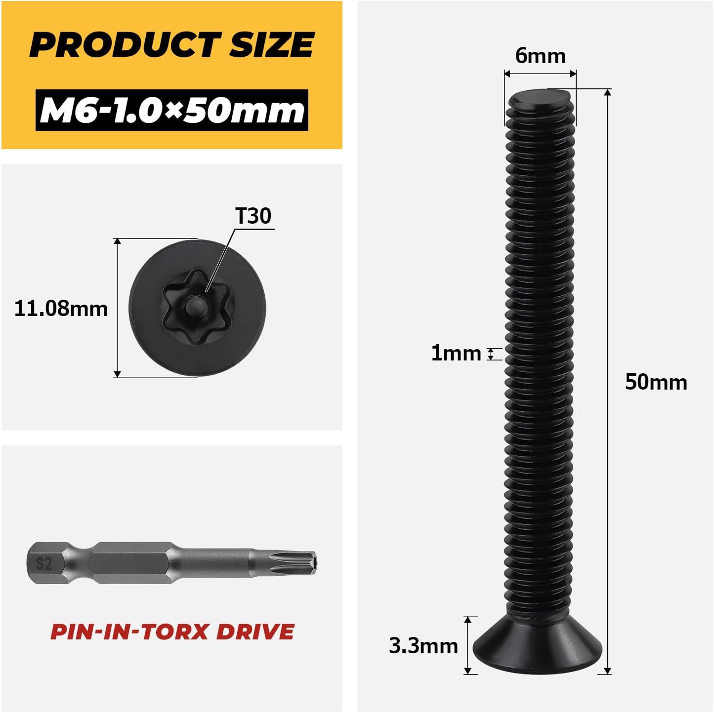 Pernos antirrobo acero inox 304 Torx M6