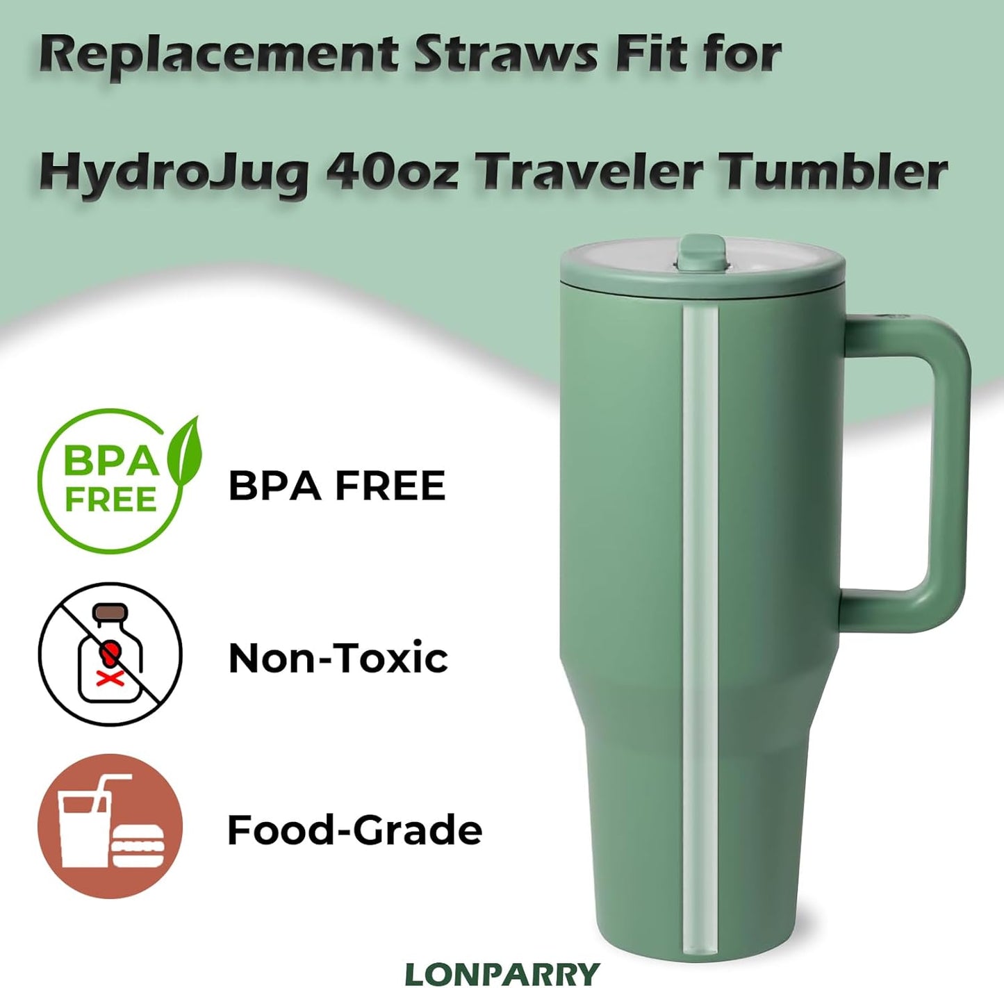 Paquete de 6 popotes reutilizables para HydroJug Traveler de 40 oz