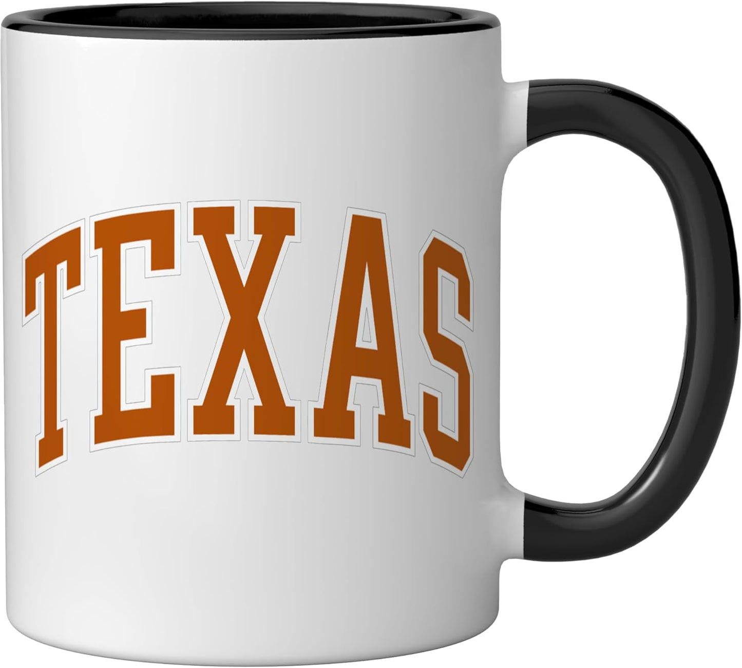 Taza cerámica clásica arqueada de Texas en negro/blanco