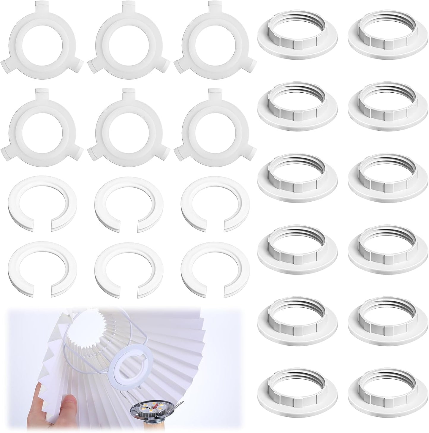 Pack 24 Anillos Adaptadores E27 a E14 Plástico PP Blanco