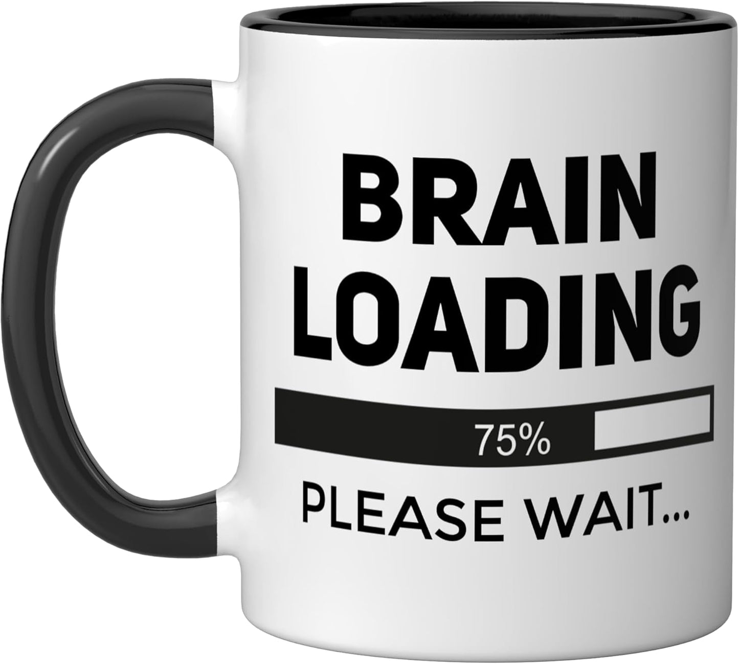 Taza cerámica divertida Brain Loading Please Wait negra/blanca