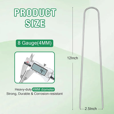 Grapas paisaje U galvanizadas 8 estacas 12pulg 15-100uds