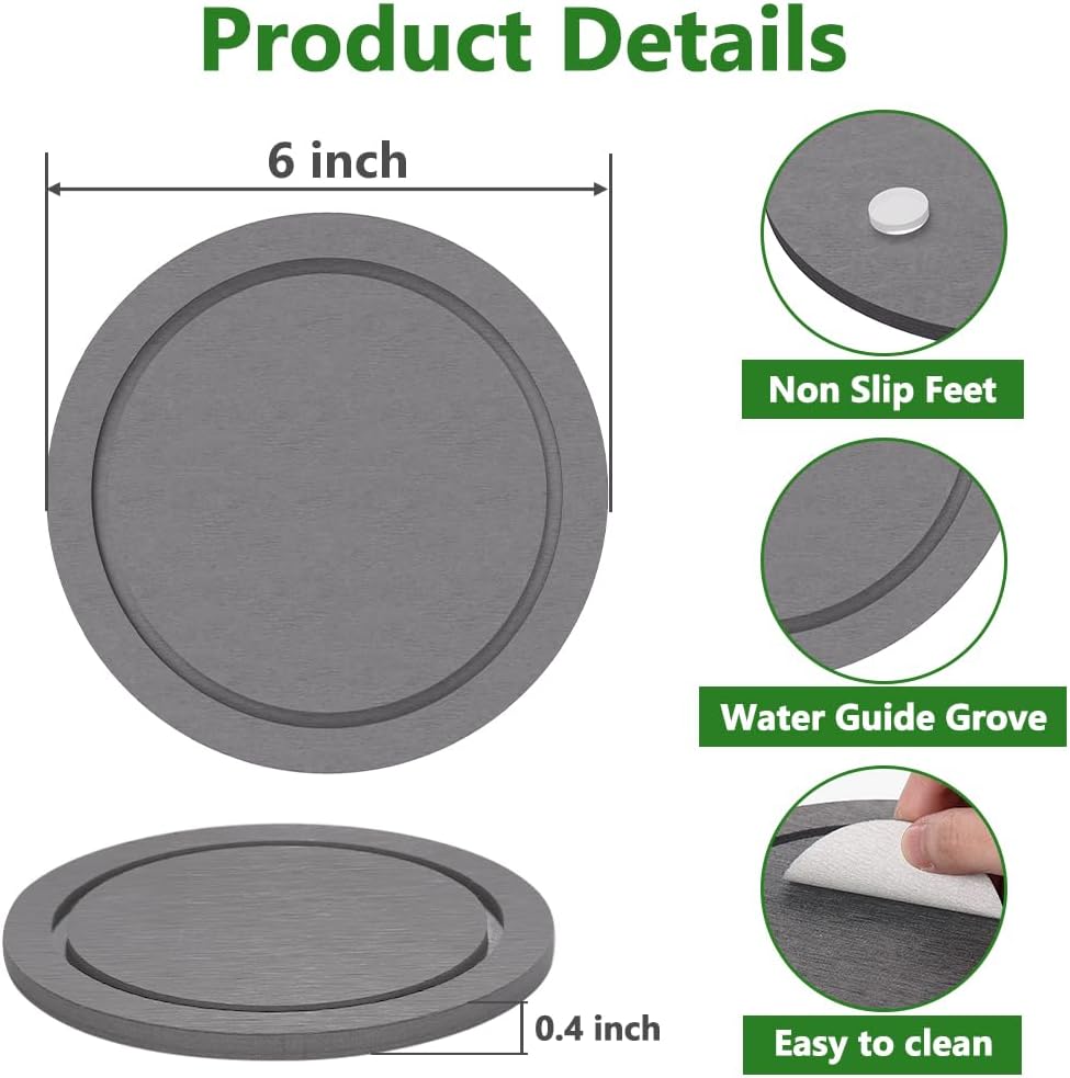 Platillo piedra para macetas 6pulg diatomeas 2 pzas gris