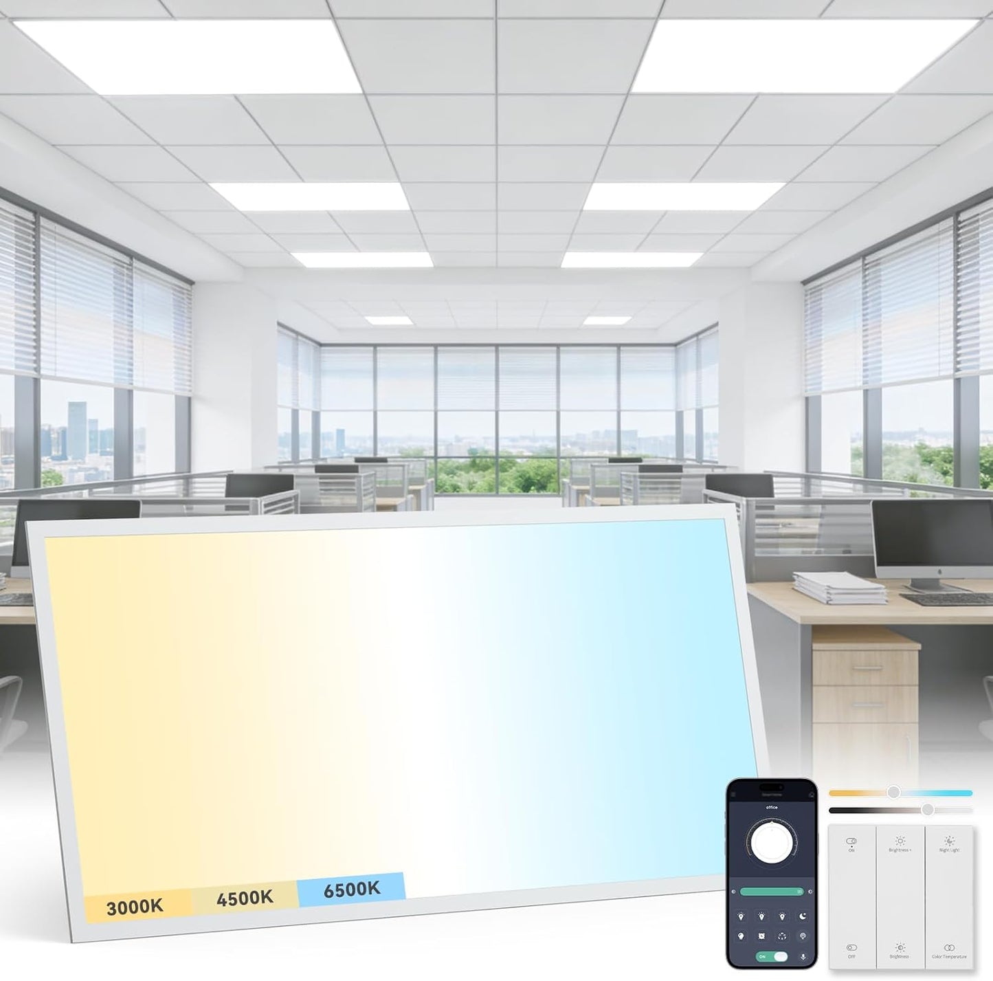 Luz LED plana 2x4 70W 3000K-6500K regulable app