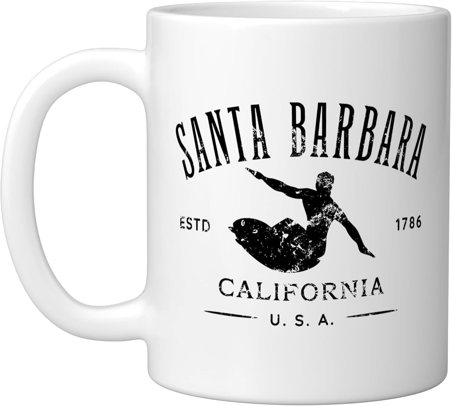 Taza Cerámica Surf Diseño Envejecido Blanco