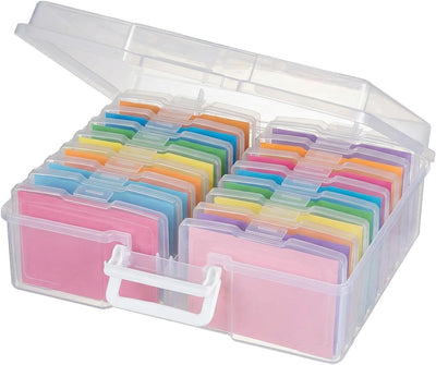 Estuche transparente 4x6pulg para fotos con asa 16 contenedores