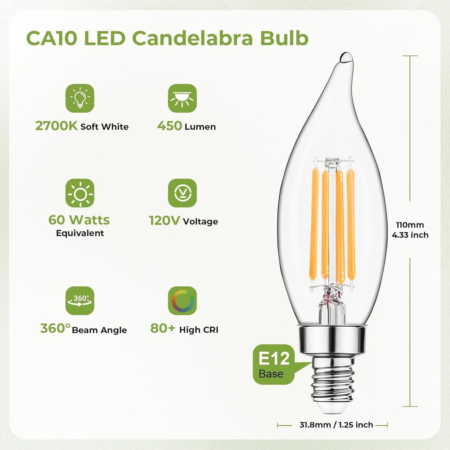Bombilla LED E12 regulable 2700K blanco suave 5W pack 6