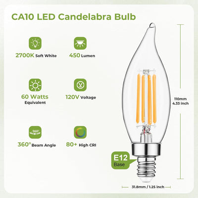 Bombilla LED E12 regulable 2700K blanco suave 5W pack 6