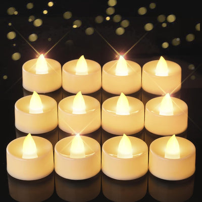 Pack 24 Velas LED Sin Llama Temporizador 6 Hrs Blanco Marfil
