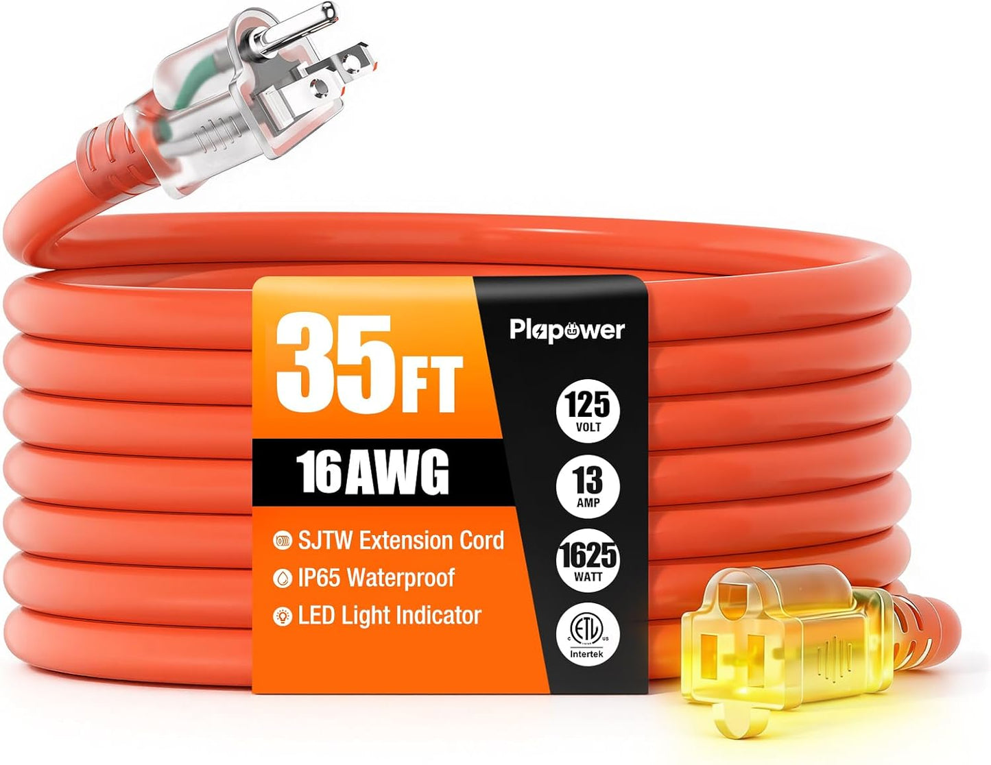 Cable extensión exterior 35ft impermeable 3clavijas iluminado