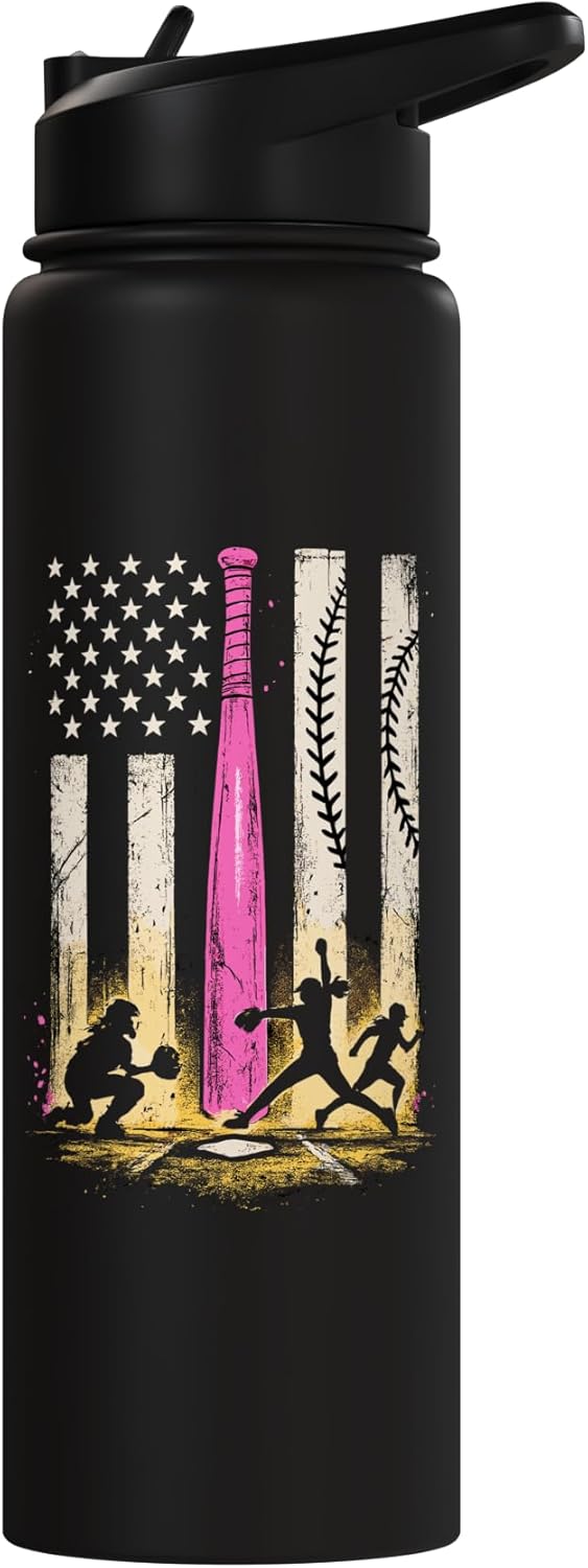 Bolso de agua para softball rosa con bandera americana