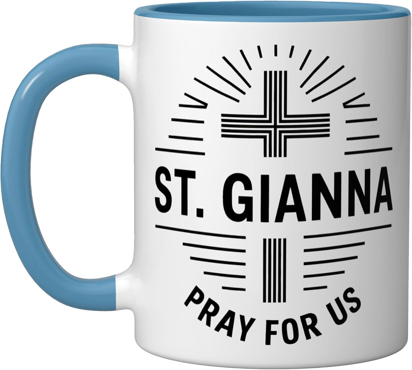 Taza Cerámica Cruz Católica St. Gianna Azul/Blanco