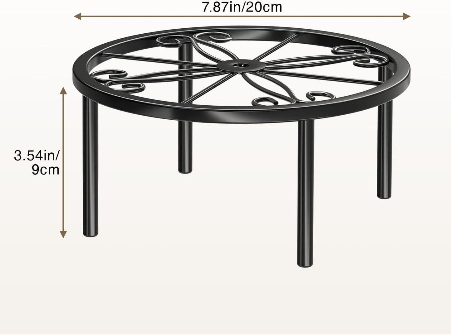 Soporte plantas metal 7.9pulg estante elevador negro