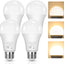 Pack 4 Bombillas LED 3 Vías E26 A19 Blanco Cálido