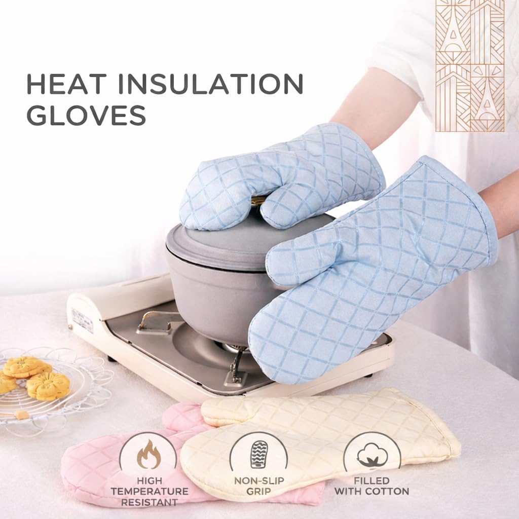 Guantes horno acolchados algodón con agarre antiderrap