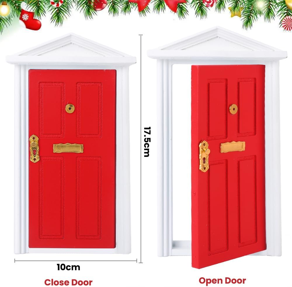 Juego 39 pzas decoraciones puerta hada elfo rojo Navidad