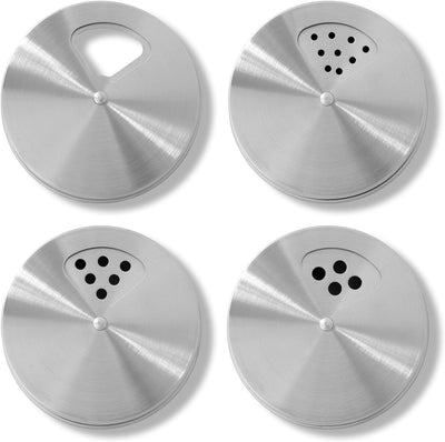 Tapas de acero inoxidable para frascos boca regular con boquilla ajustable y parte agitadora para especias y condimentos