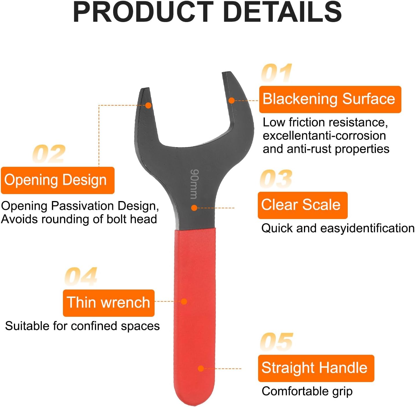 Llave U 3.543pulg vástago rojo acabado negro