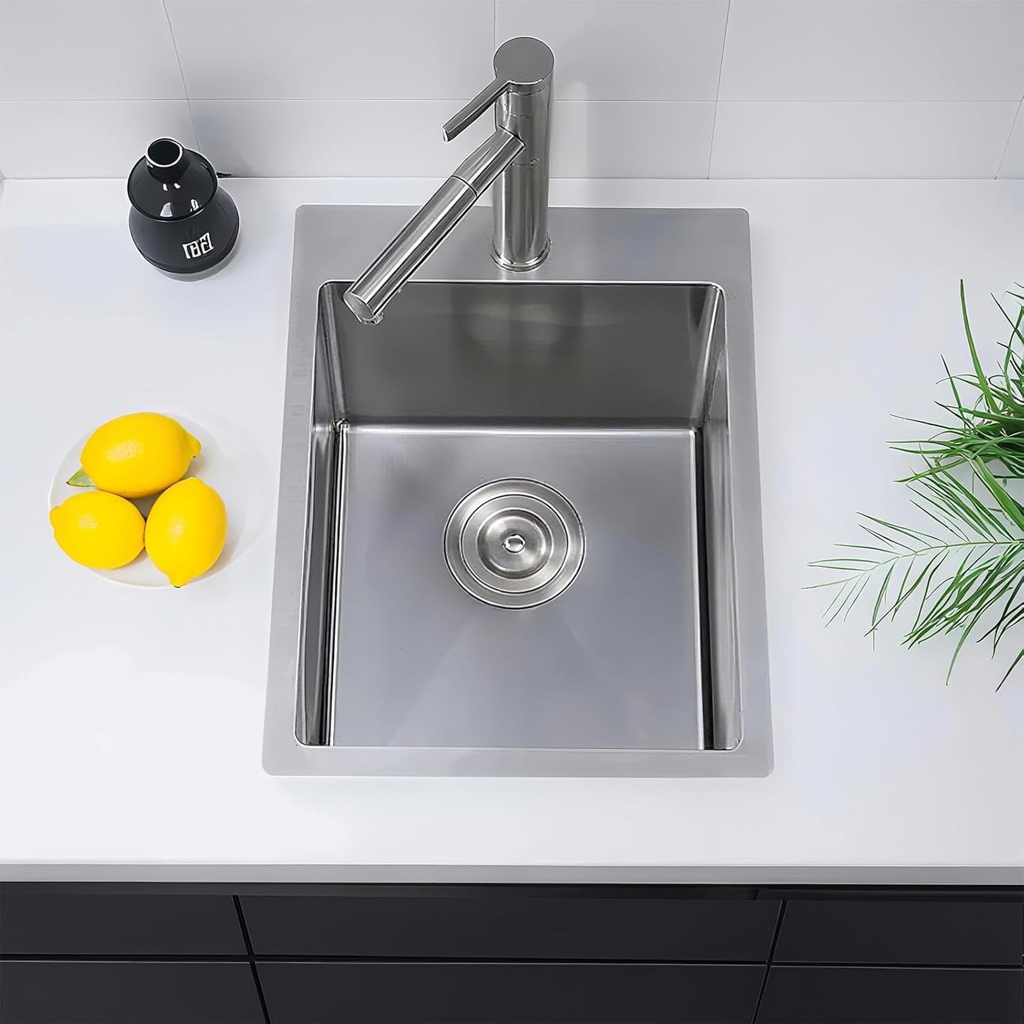 Fregadero barra 15x17pulg acero inox drenaje montaje superior