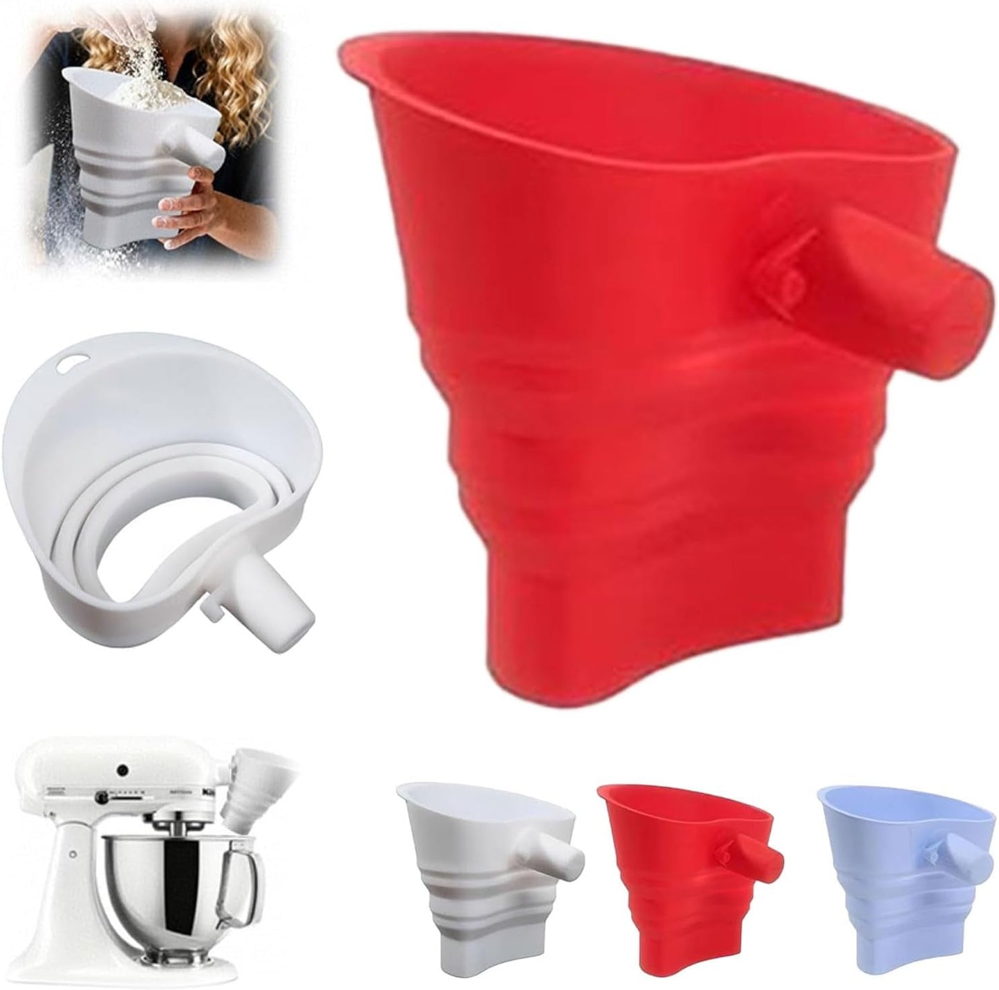 Embudo silicona plegable para mezclador KitchenAid