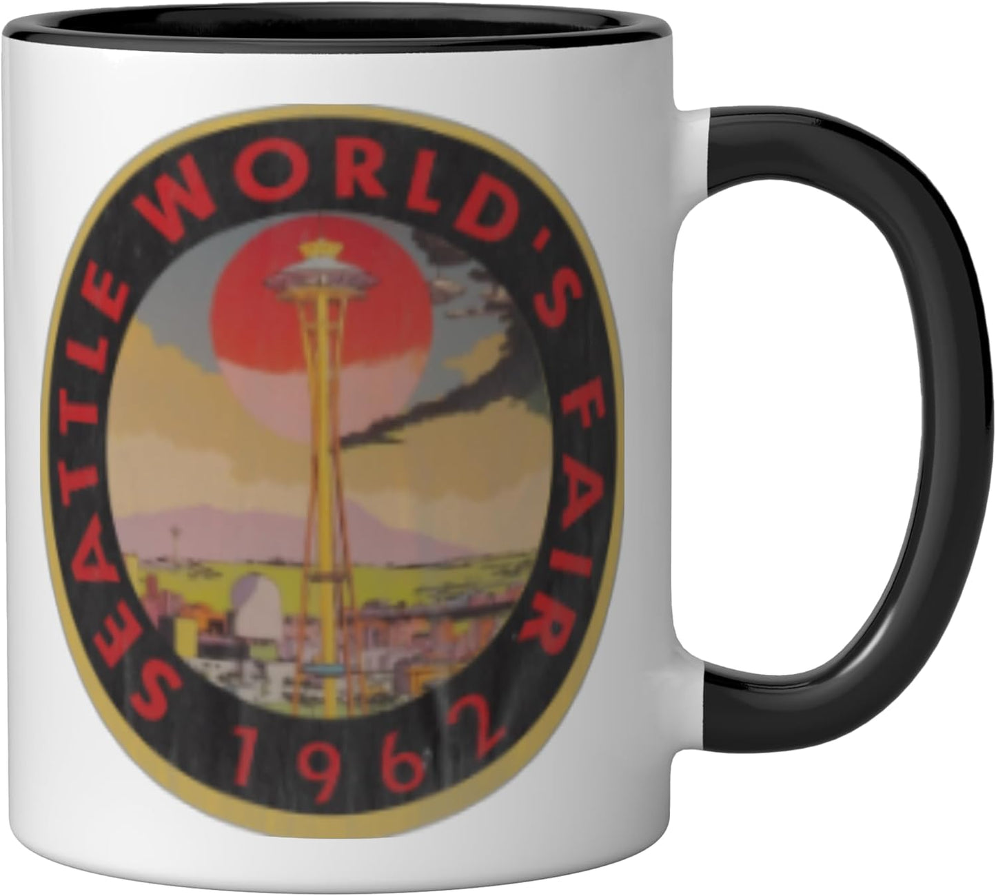 Taza cerámica Seattle World's Fair Washington Negro/Blanco