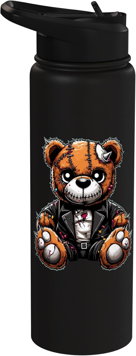 Vaso térmico acero inox con oso de peluche rock gothic