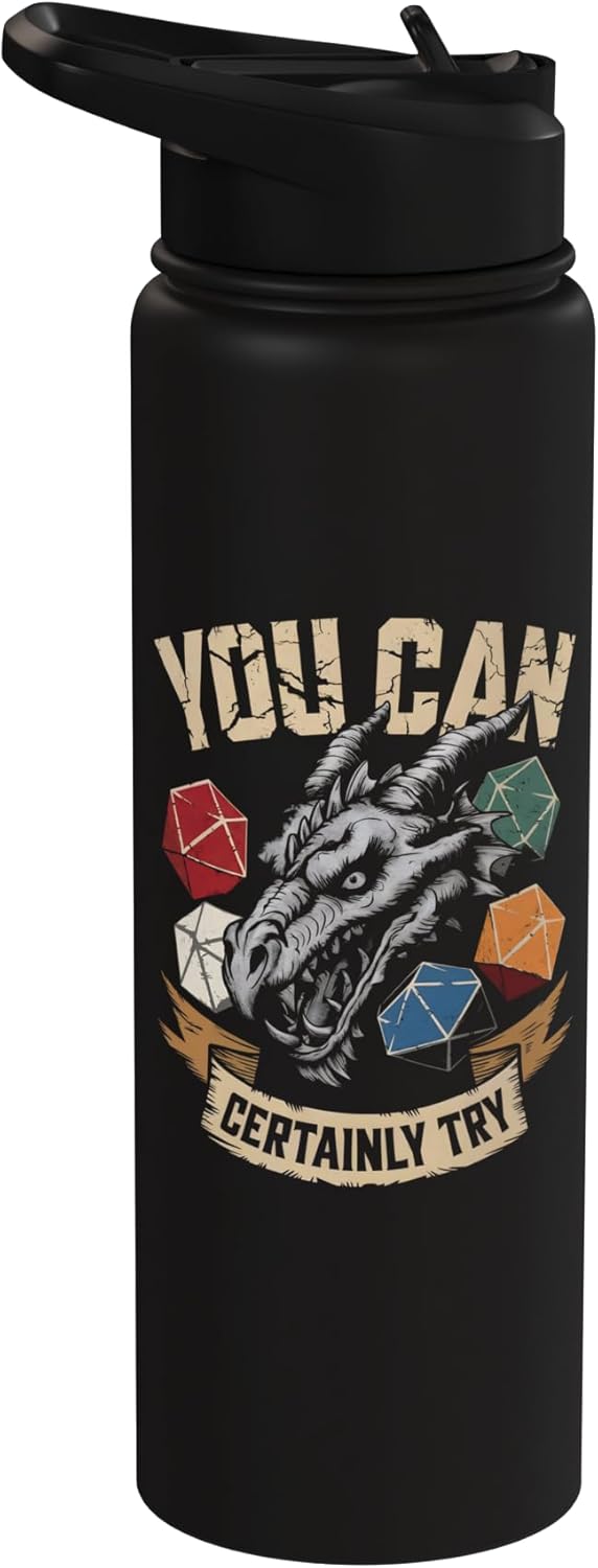Botella de agua aislada de acero inoxidable para gamers con dragón