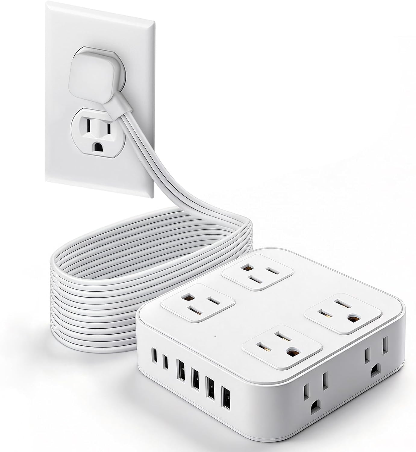 Cable extensión 10 pies 8 salidas 6 USB 1250W con proteccion