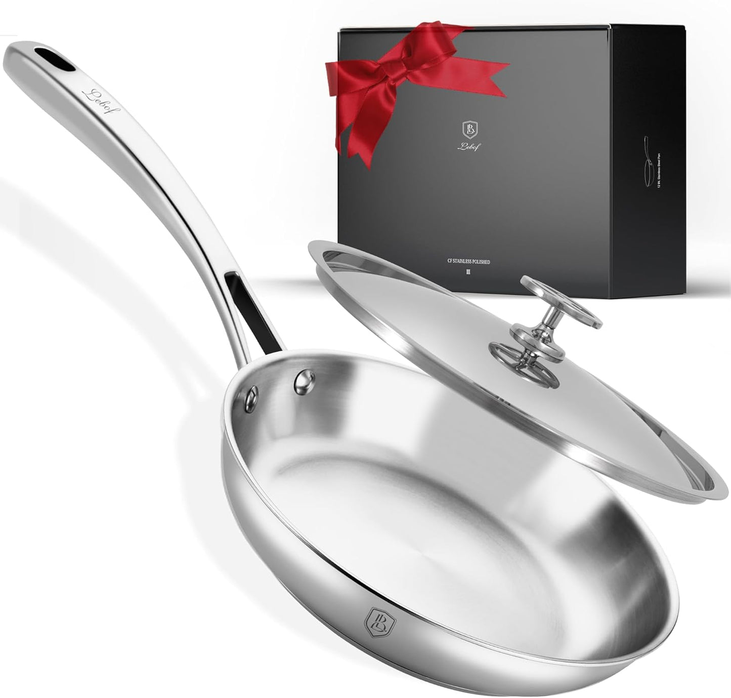 Sartén acero inox 8 pulg con tapa base 5 capas inducción