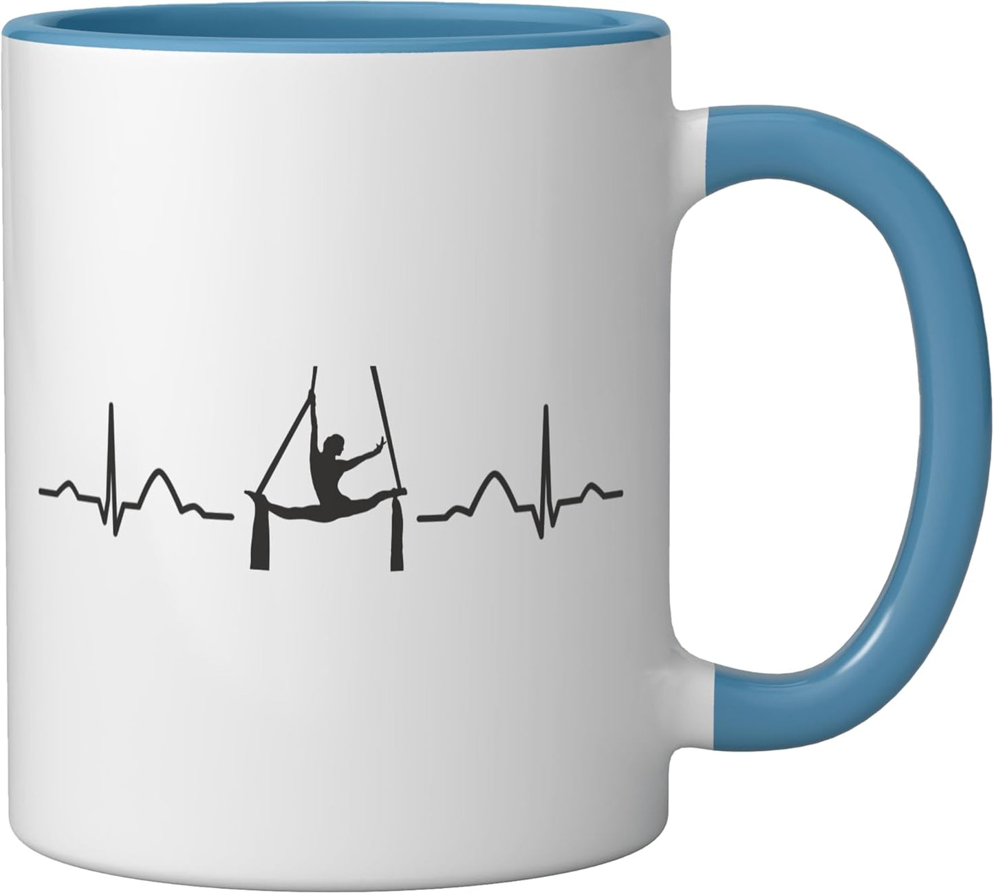 Taza cerámica para yoga aéreo niños Aerialist Heartbeat azul/blanco