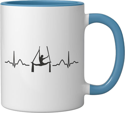 Taza cerámica para yoga aéreo niños Aerialist Heartbeat azul/blanco