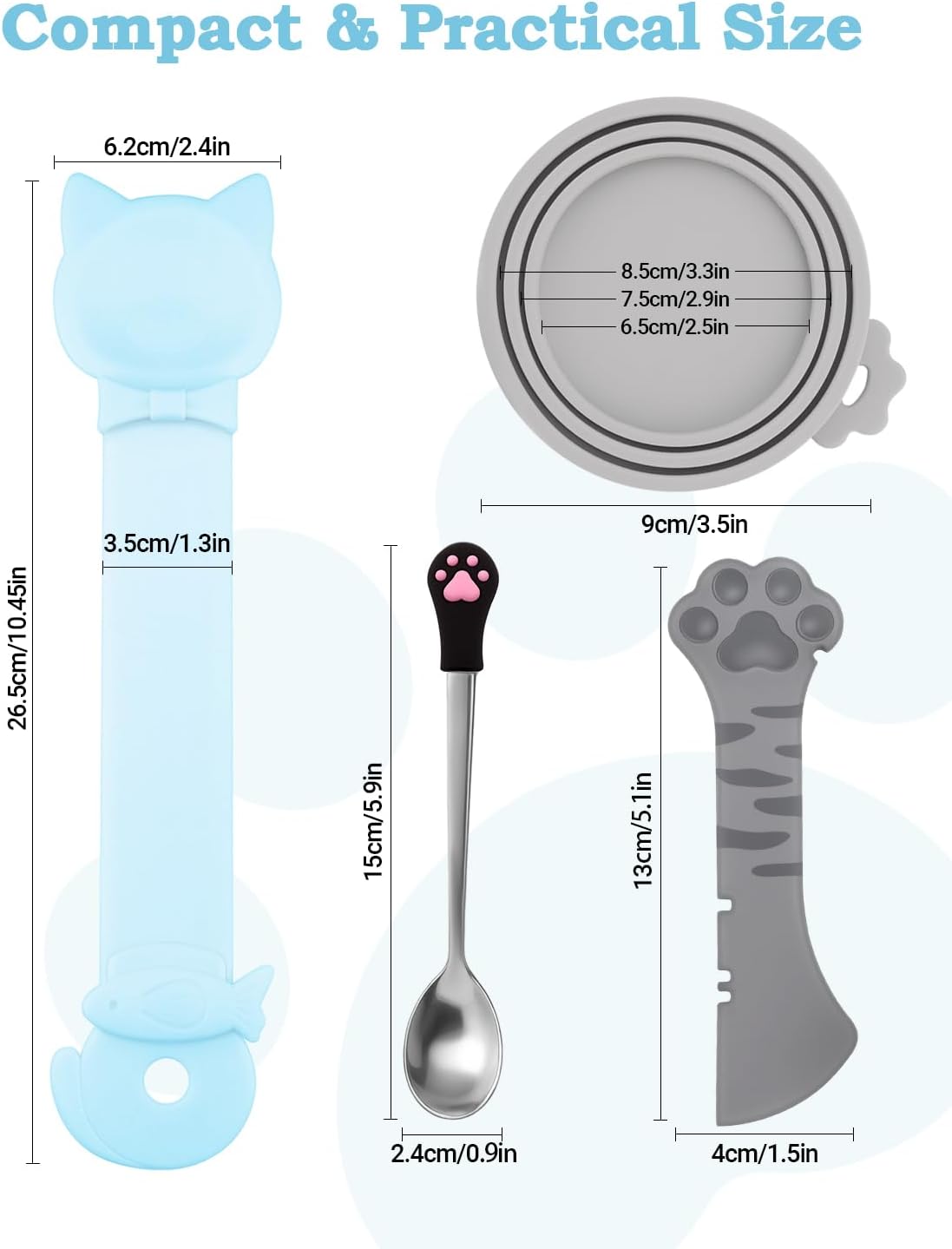Set 6 fundas latas gato silicona acero inox