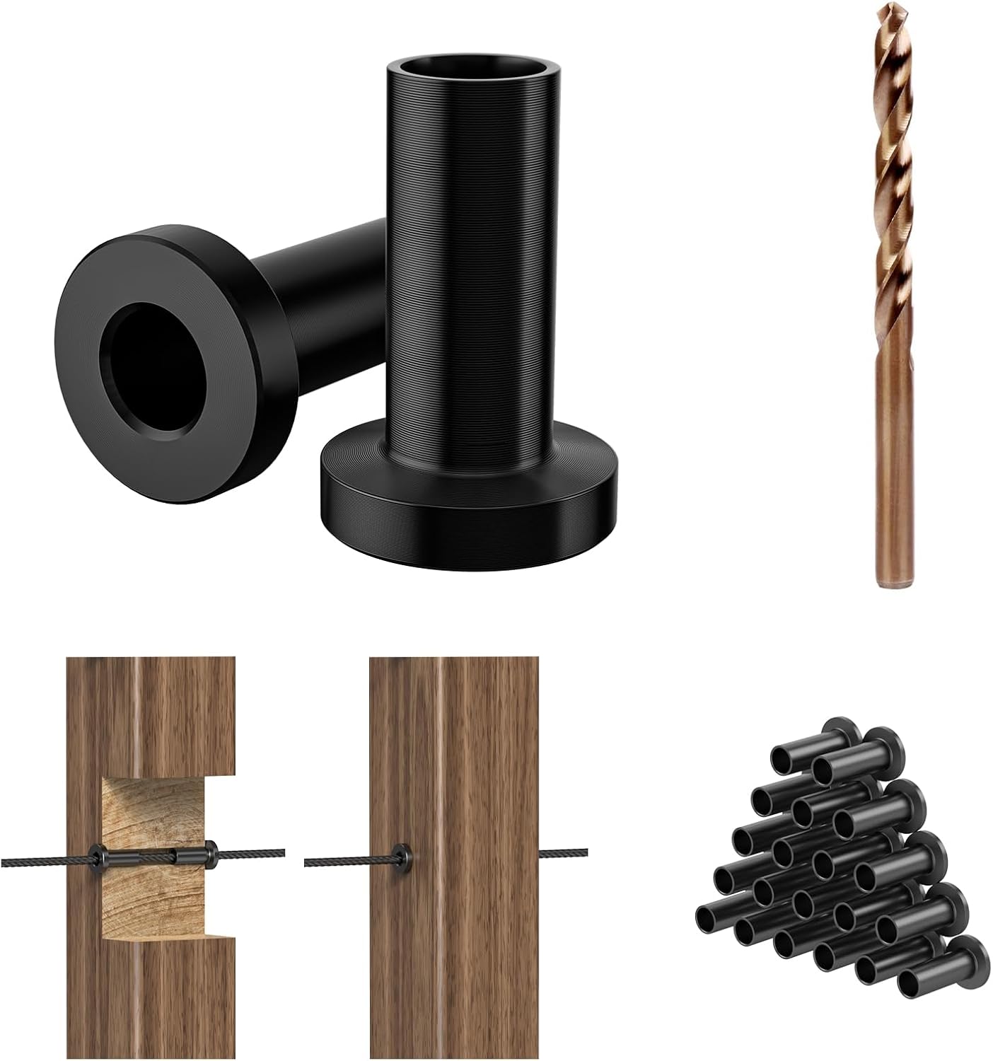 Pack 20 Fundas Barandilla Cable Negro Acero Inox Grado Marino