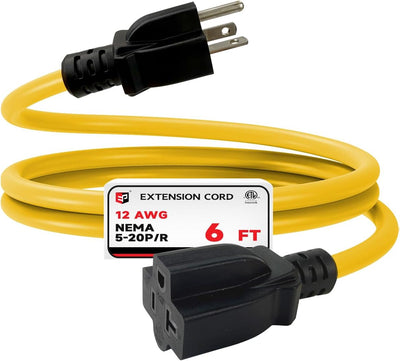 Cable extensión exterior 6ft enchufe T-Blade 12/3 SJTW 20A