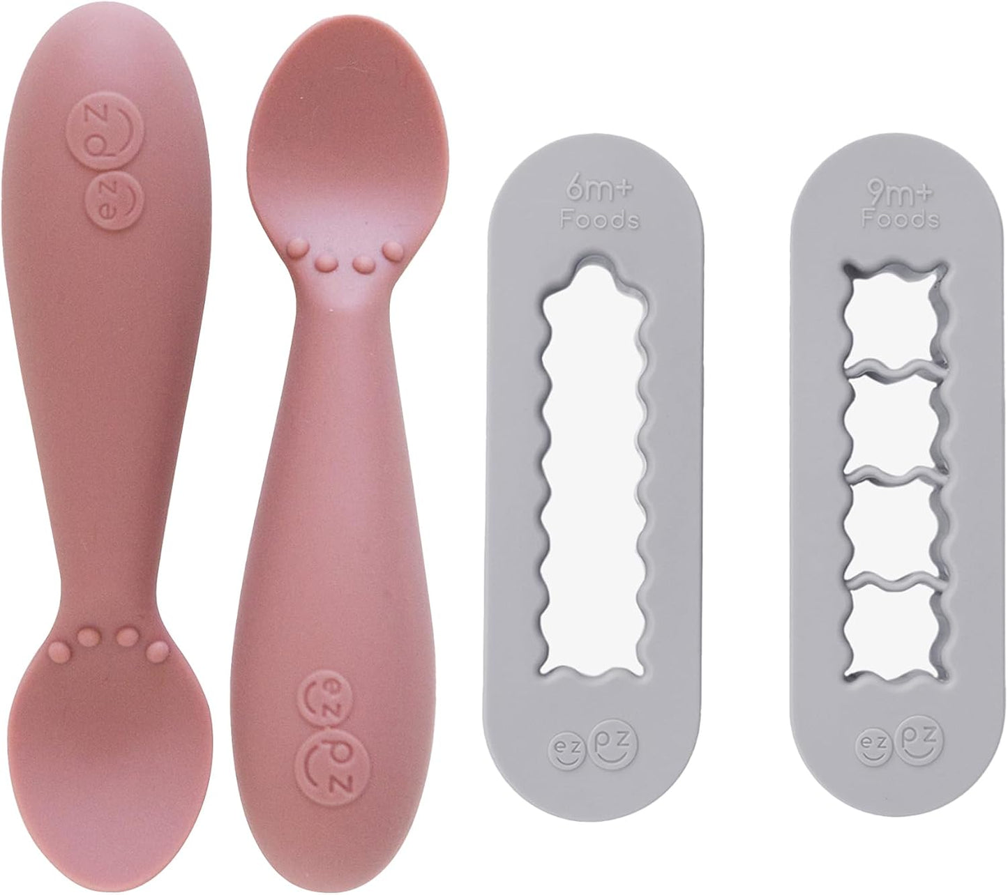 Juego de alimentación para bebé ezpz con cuchillos y cucharas de silicona