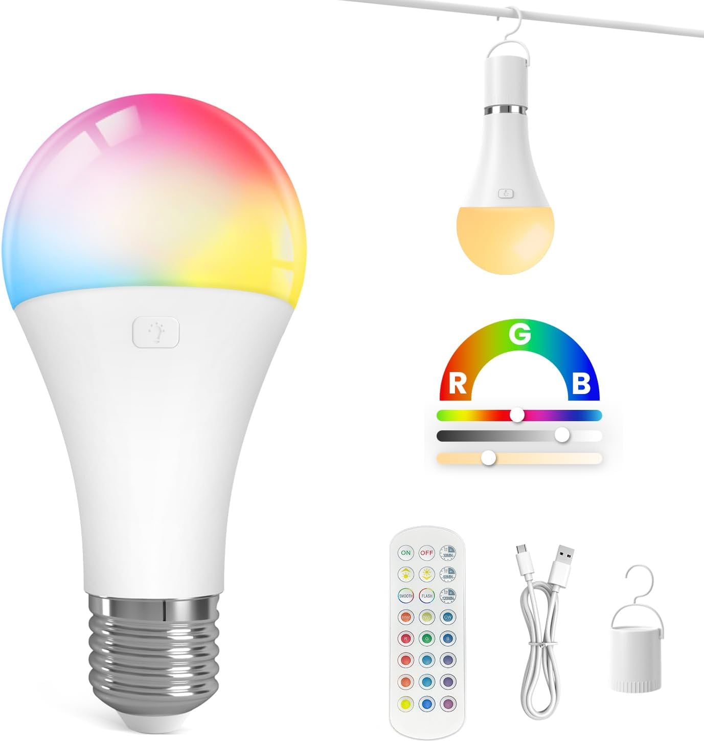 Bombilla LED inalámbrica con control remoto 15 colores