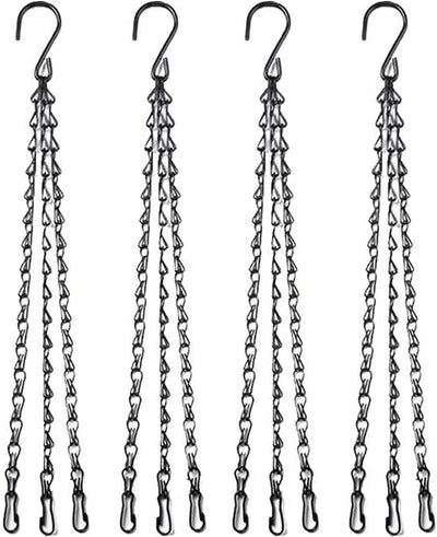 4 Cadenas Colgantes Negras 18pulg con Gancho para Macetas y Adornos