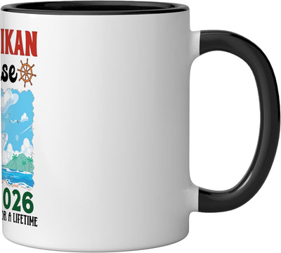 Taza Cerámica Ketchikan 2026 Crucero Palmas Negra/Blanca