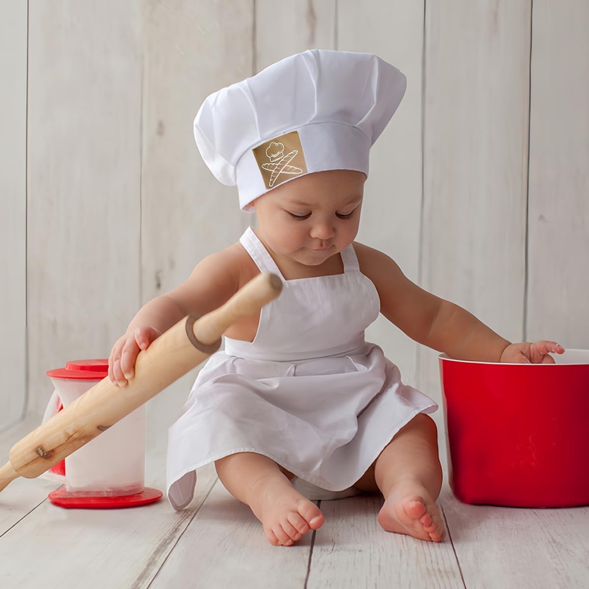 Juego disfraz chef bebé sombrero delantal blanco
