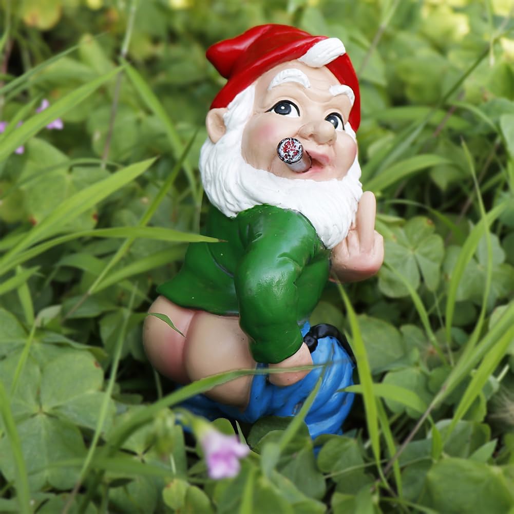 Estatua gnomo travieso para jardín patio balcón