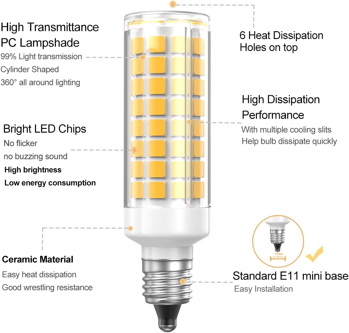 Lámpara E11 LED regulable 7W para cocina y hogar