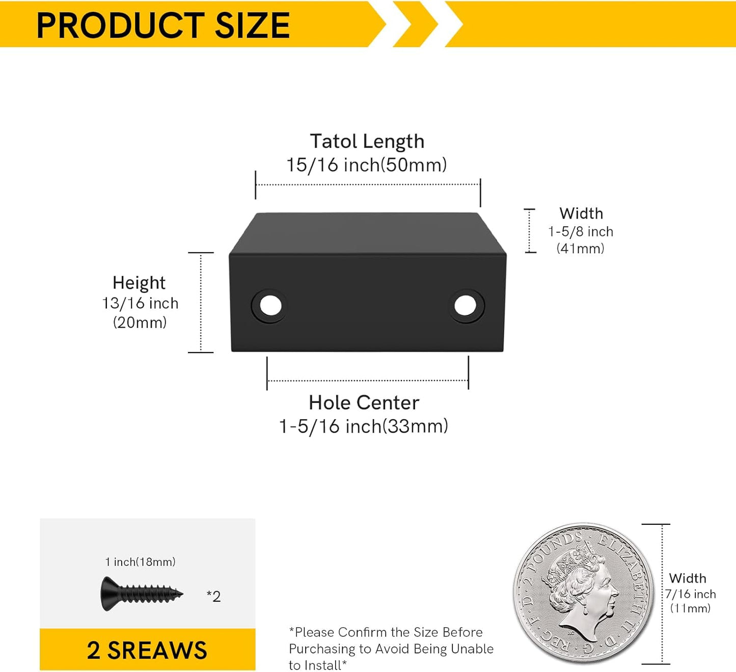 Pack 10 Tiradores Negro Cajones 1-5/16pulg Aleación Aluminio